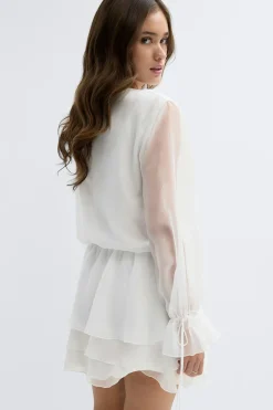 Long sleeve frill mini dress