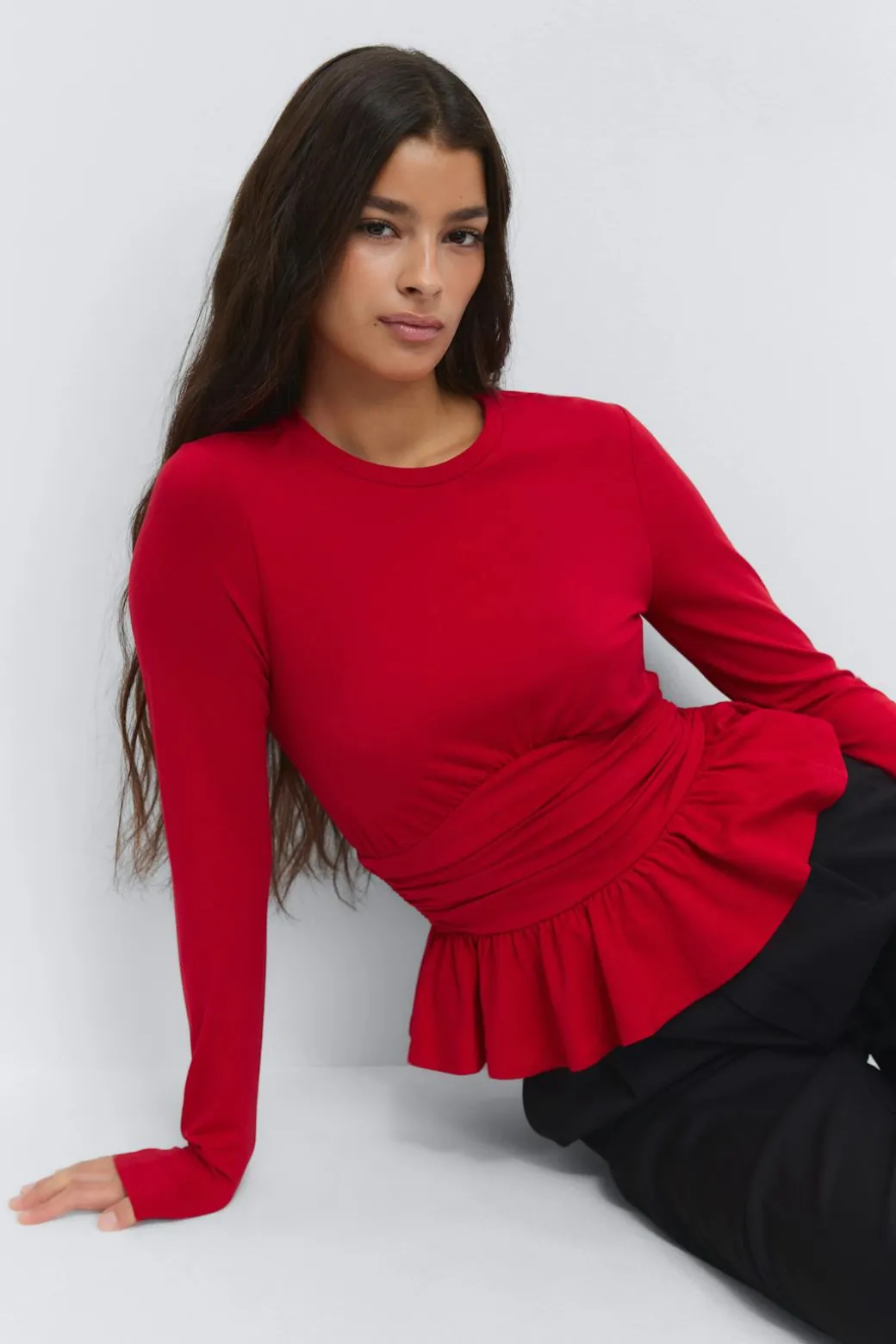 Long sleeve peplum top