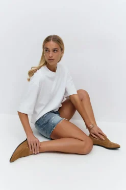 Low denim shorts