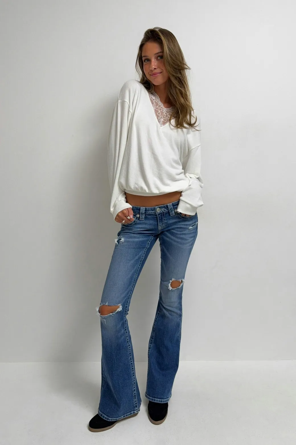 14+ low rise flare jeans