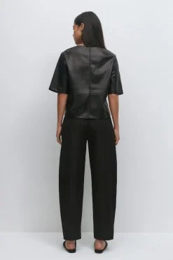 Mid waist barrel trousers