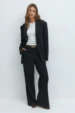 Mid waist straight trousers