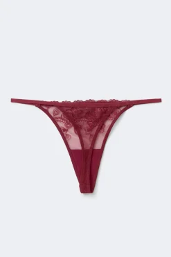 2-pack embroidery lace thong