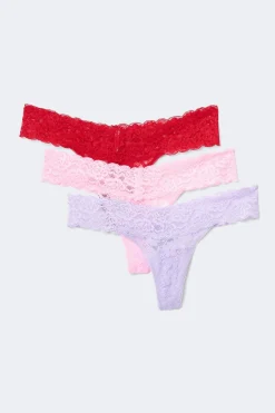 3-pack lace thong