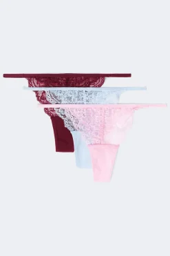 3-pack lace thong