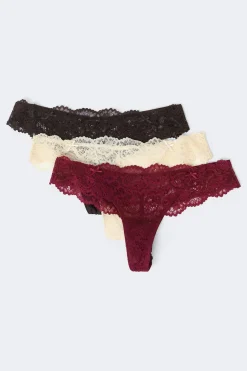 3-pack scallop lace thong