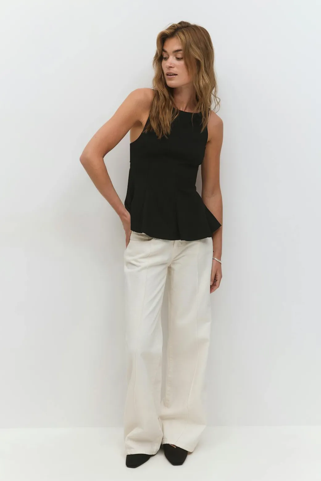 Peplum tie back top