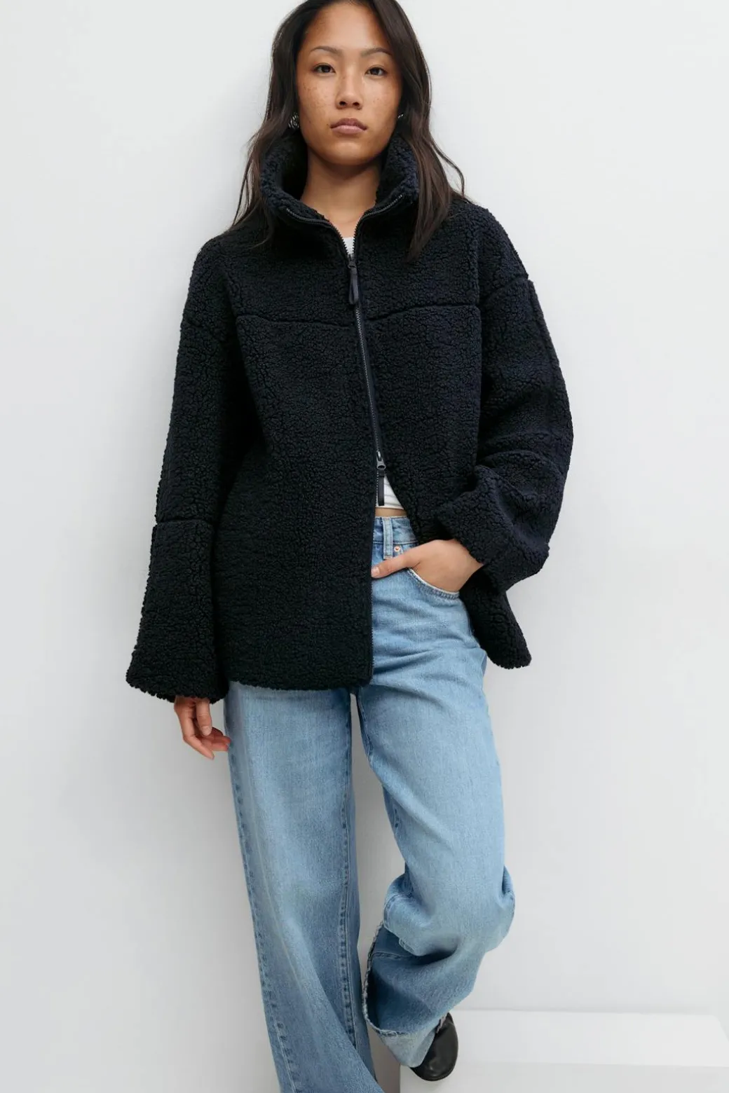 Pile zip jacket