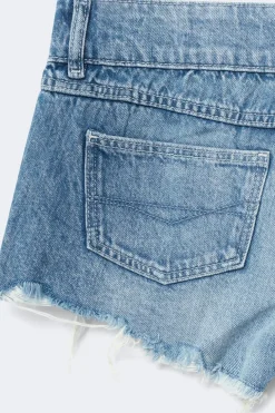 14+ pleated low denim shorts