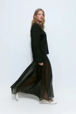 Pleated maxi skirt