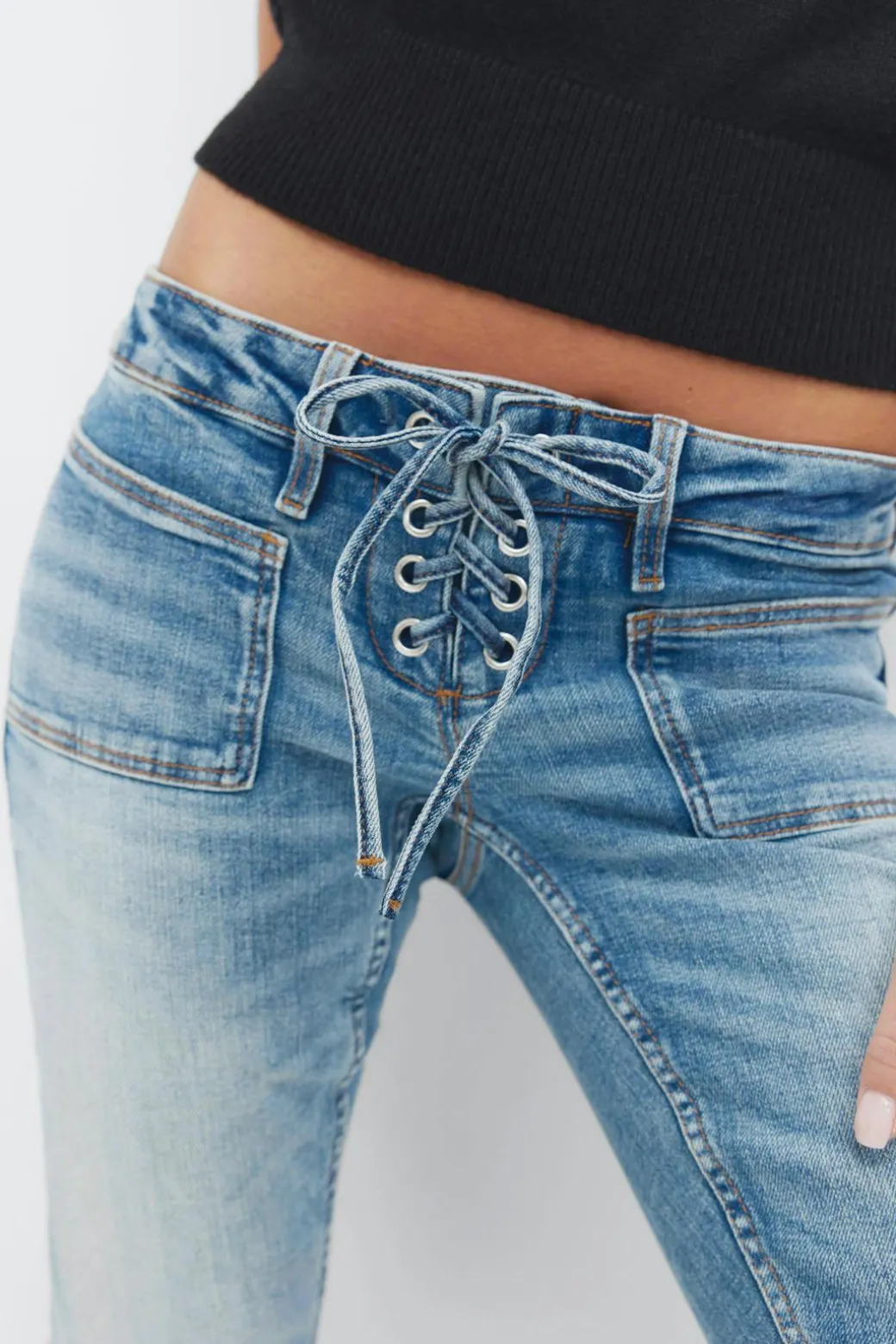 14+ pleated tie jeans
