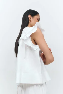 Poplin frill top