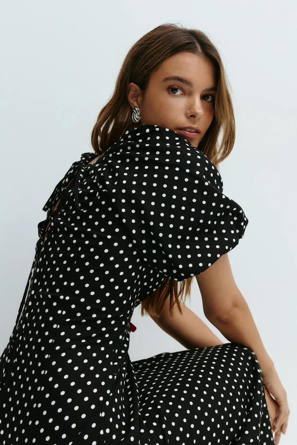 Puff sleeve midi dress