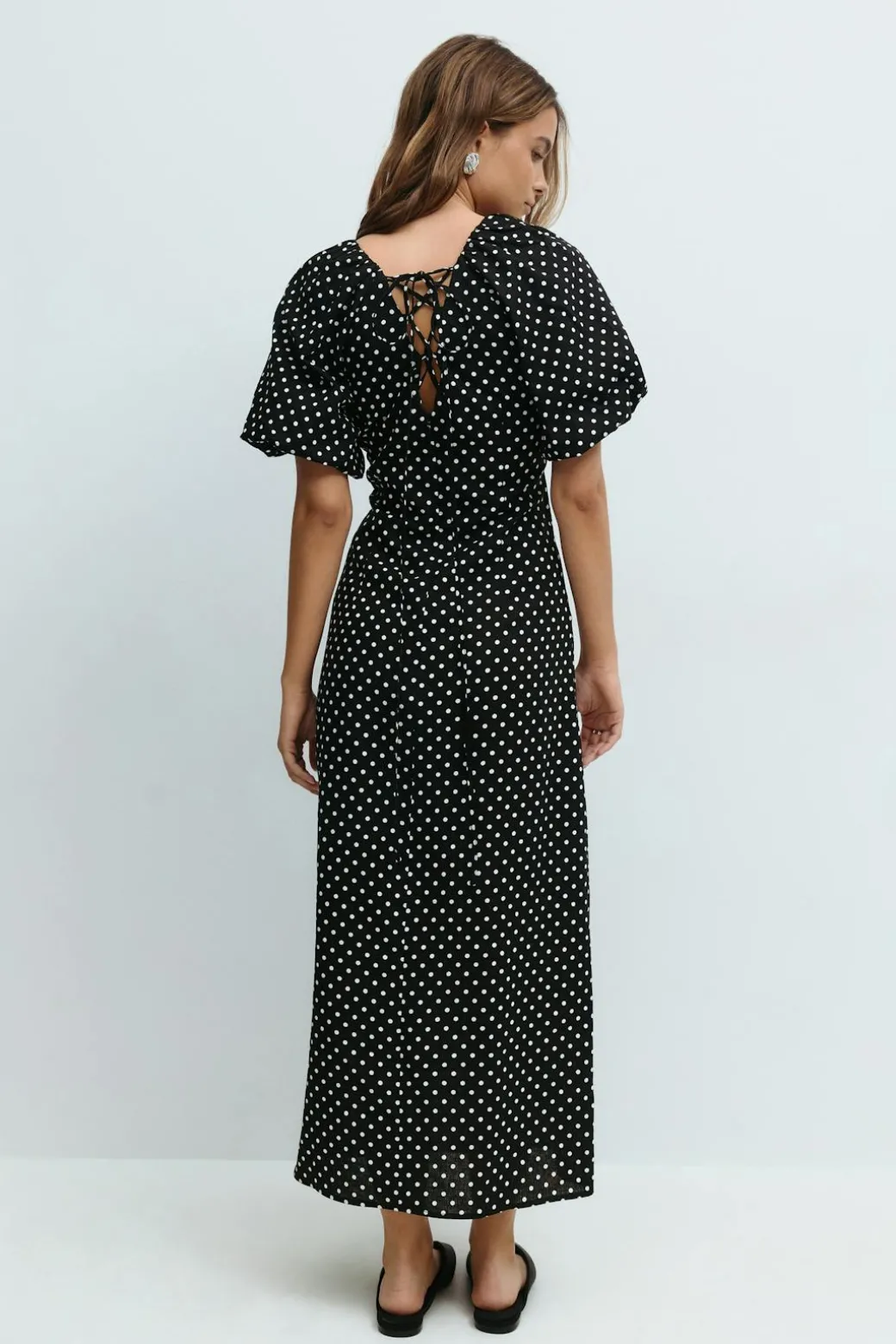 Puff sleeve midi dress