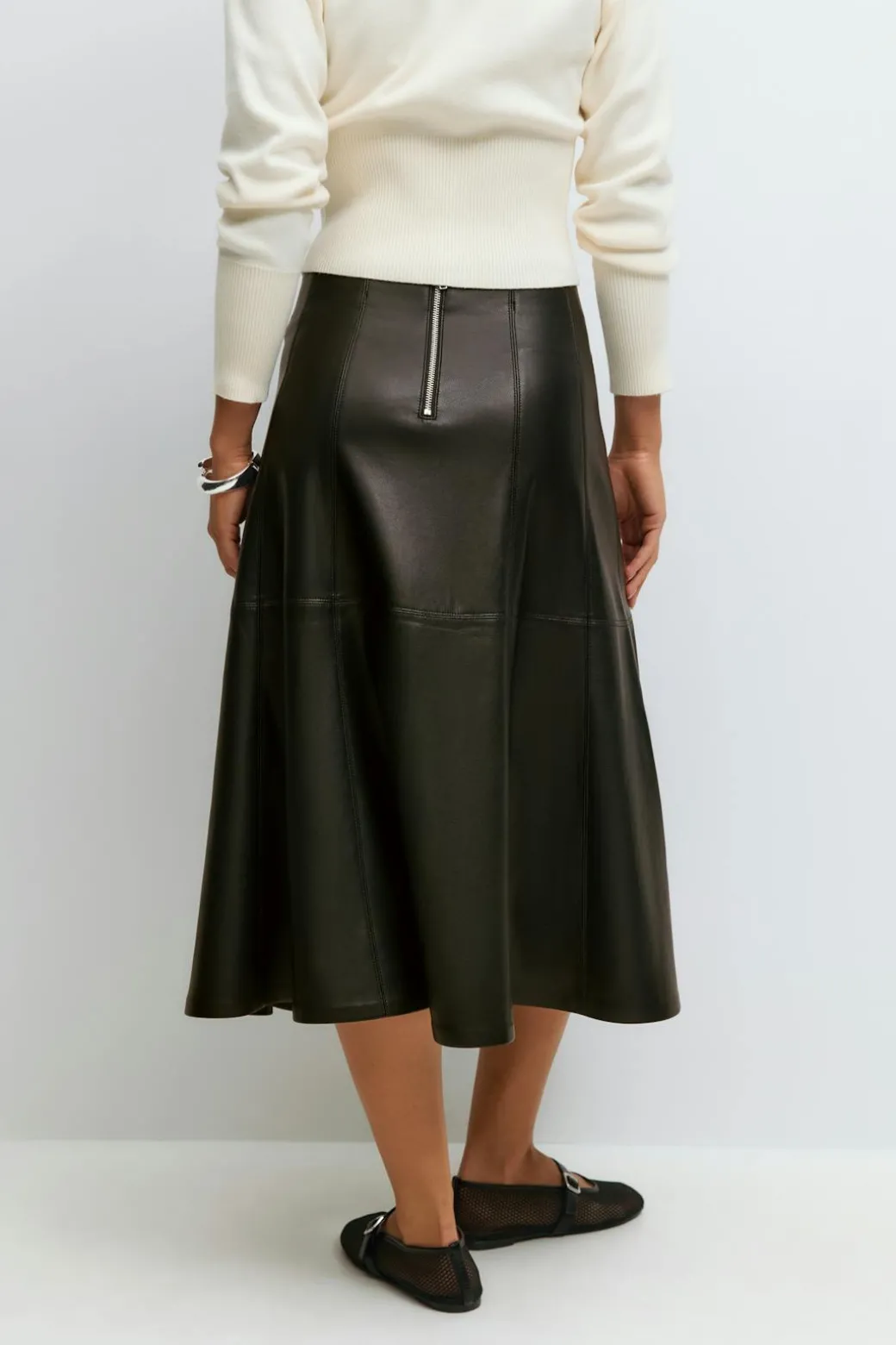 Pu midi skirt