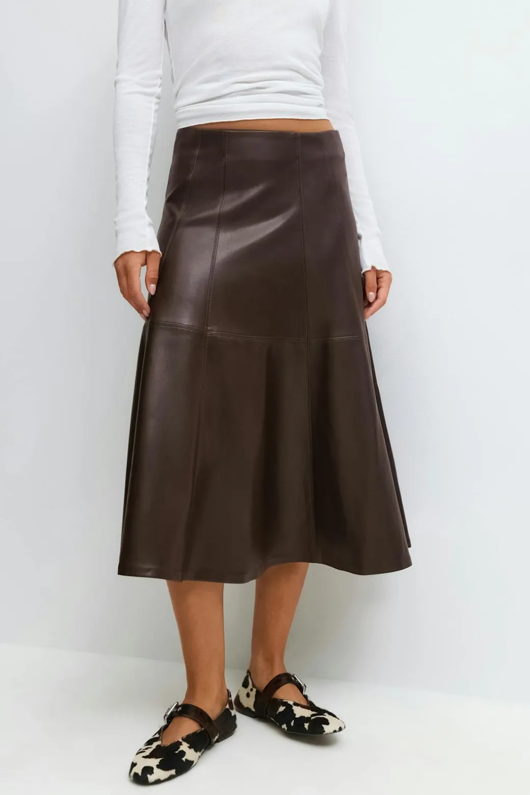 Pu midi skirt