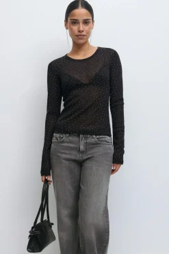 Rhinestone sheer top