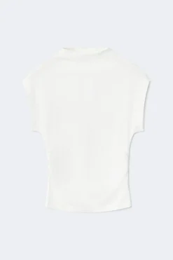Ruched funnel neck top