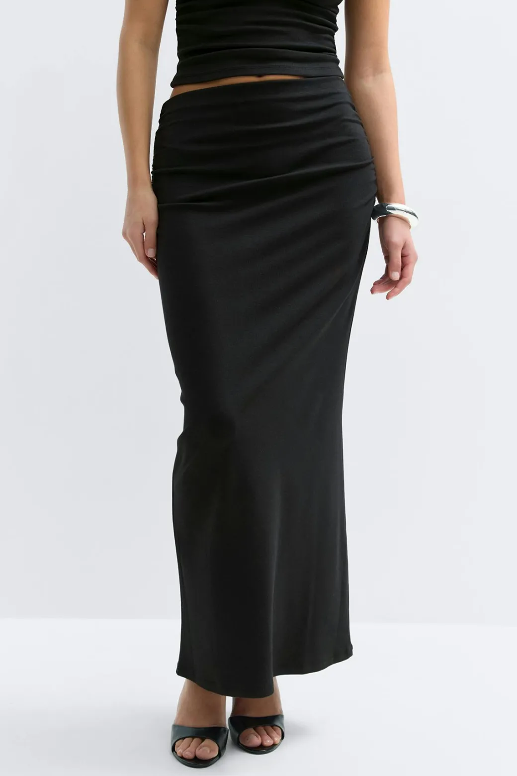 Ruched maxi skirt