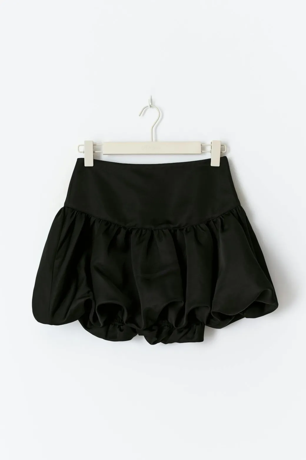 Satin balloon mini skirt