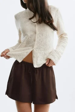 Satin drawstring shorts