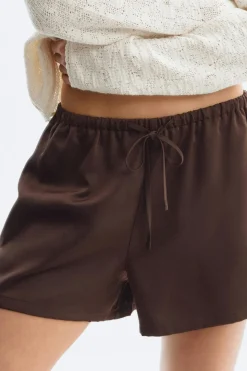 Satin drawstring shorts