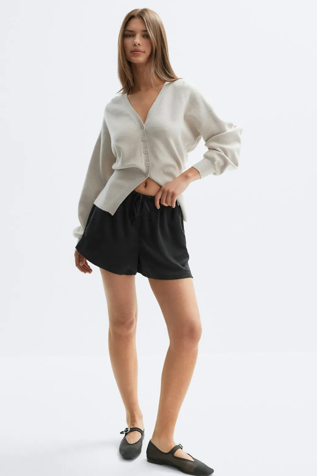 Satin drawstring shorts