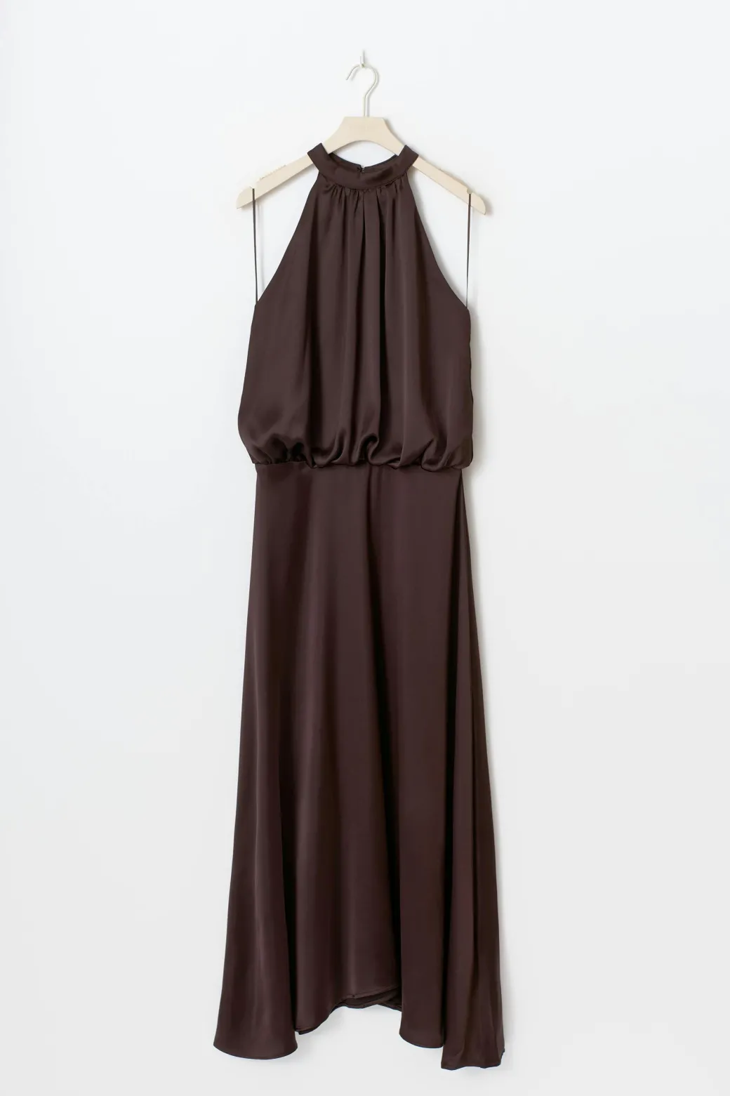 Satin halterneck maxi dress