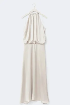 Satin halterneck maxi dress