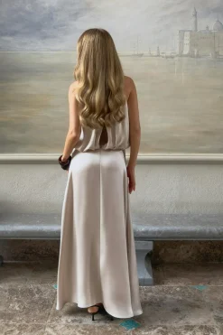 Satin halterneck maxi dress