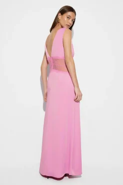 Satin lace maxi dress