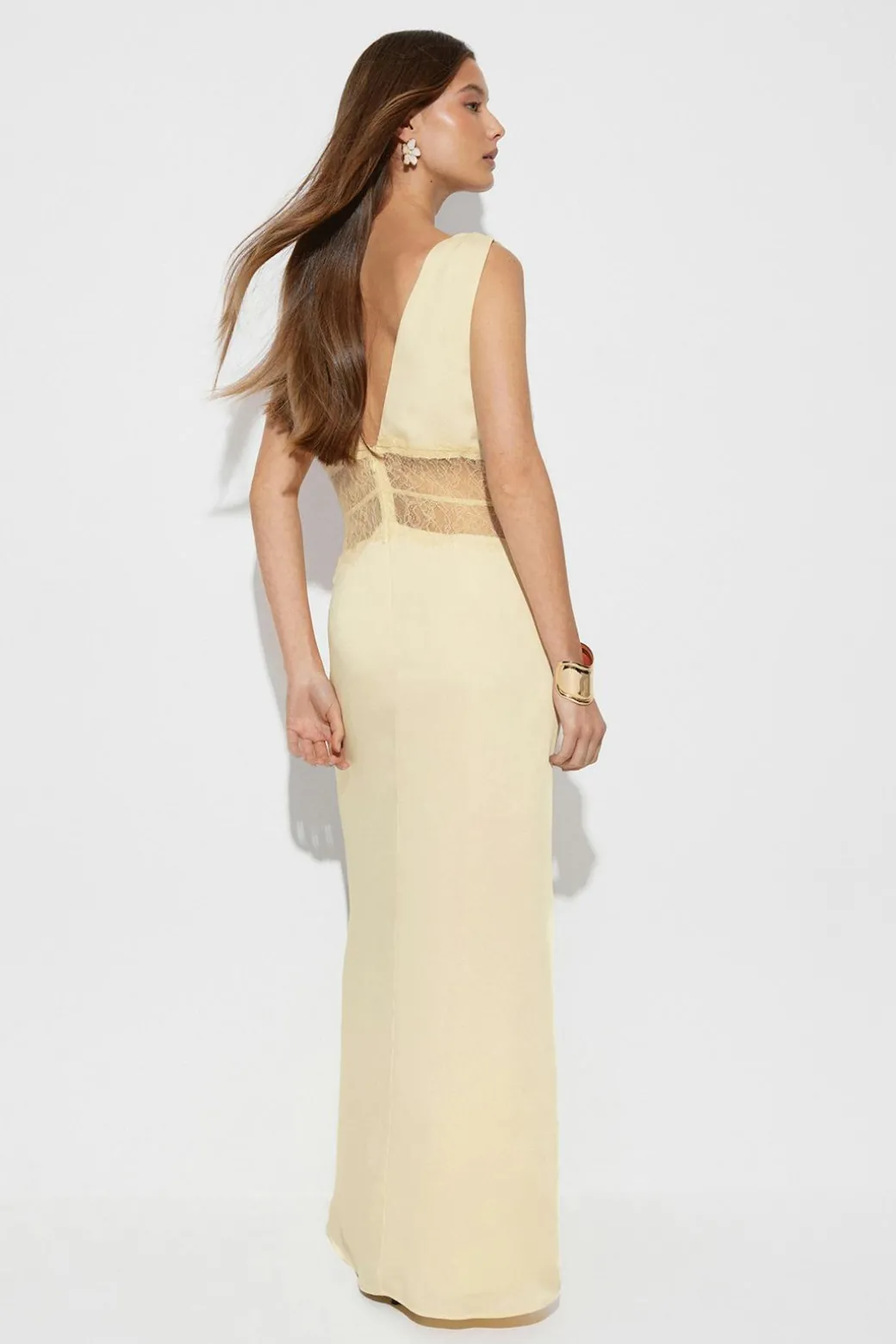 Satin lace maxi dress