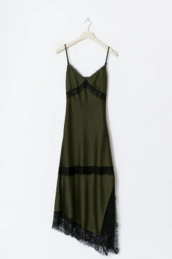 Satin lace midi dress