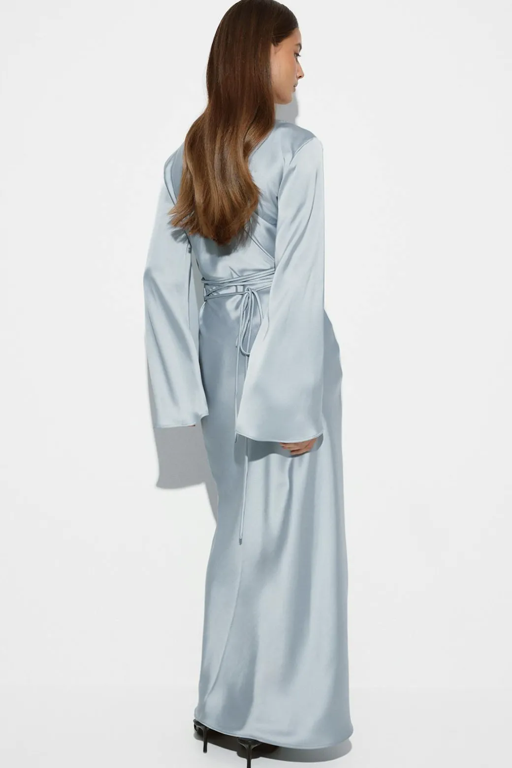 Satin wide sleeve maxi dress