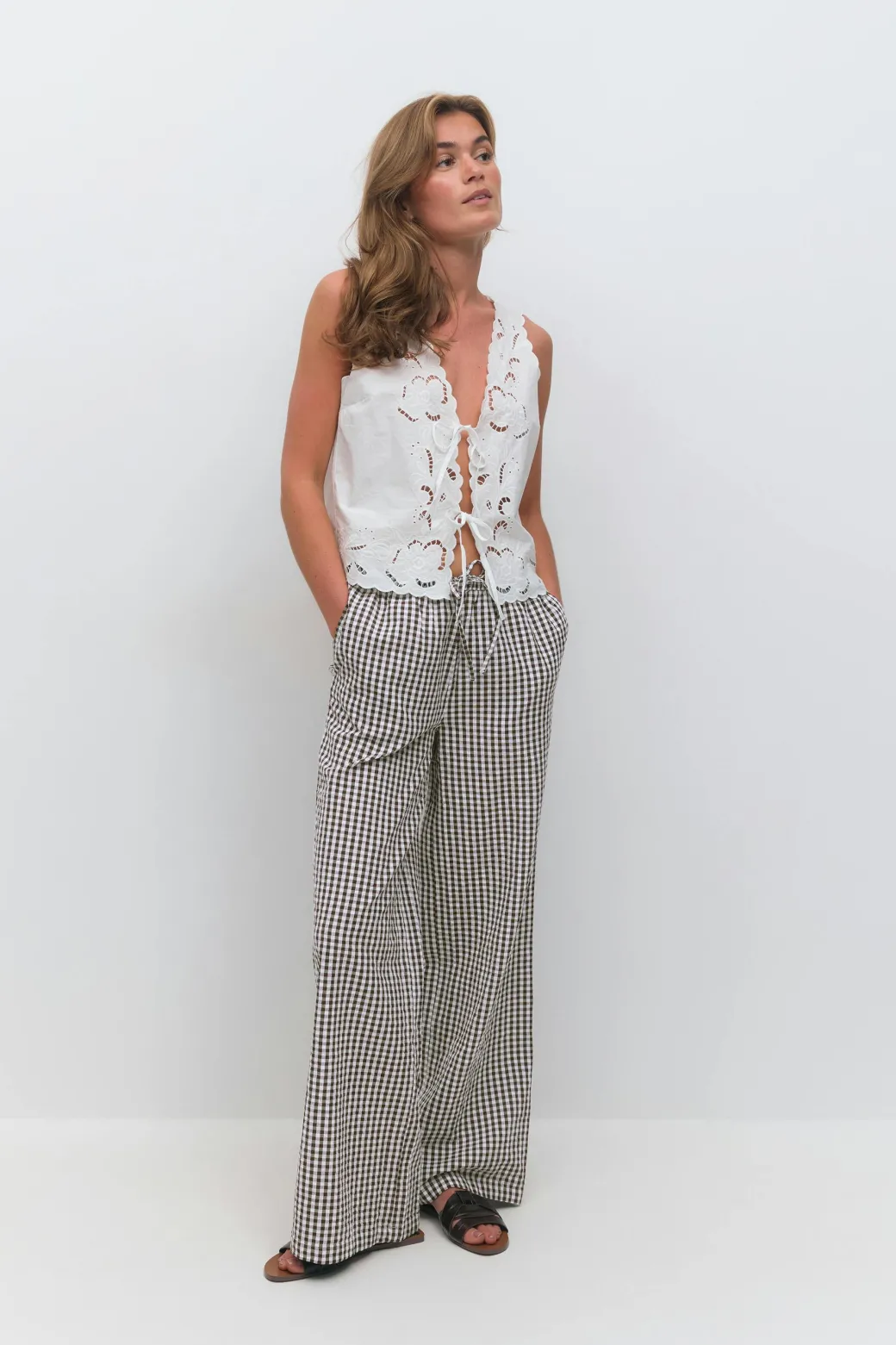 Seersucker gingham trousers