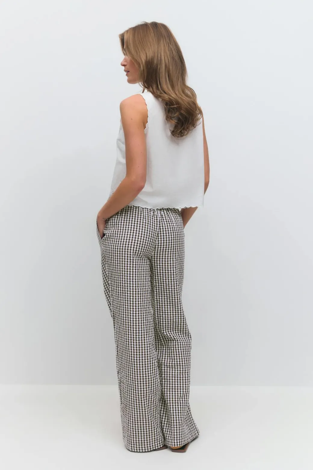 Seersucker gingham trousers