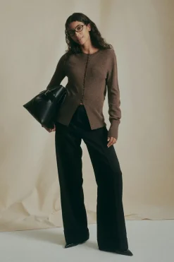 Shaped knitted wool cardigan