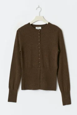 Shaped knitted wool cardigan