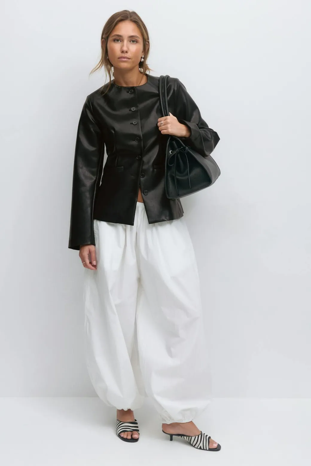 Shaped pu blazer
