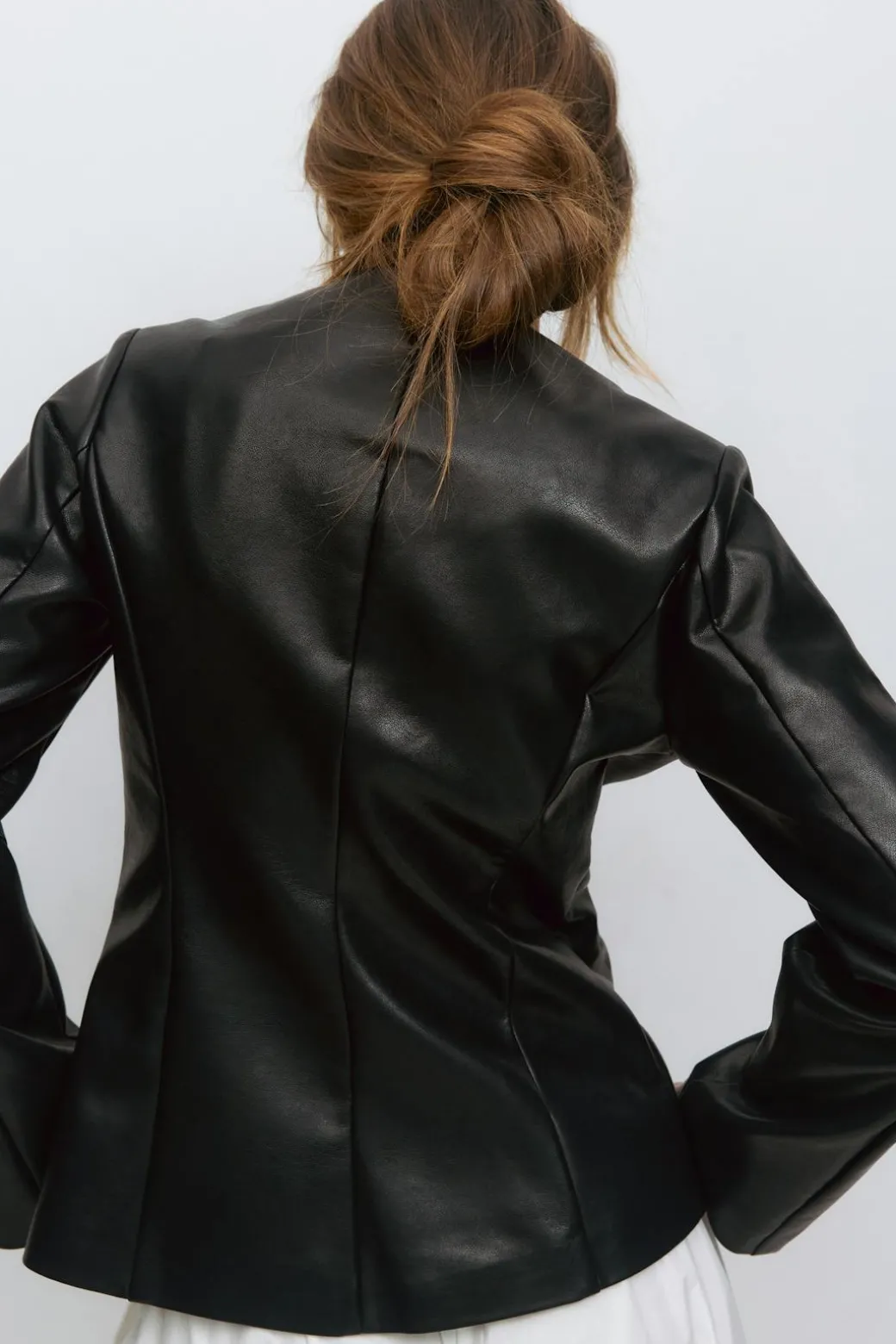 Shaped pu blazer