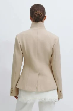 Shaped wool blend jacket