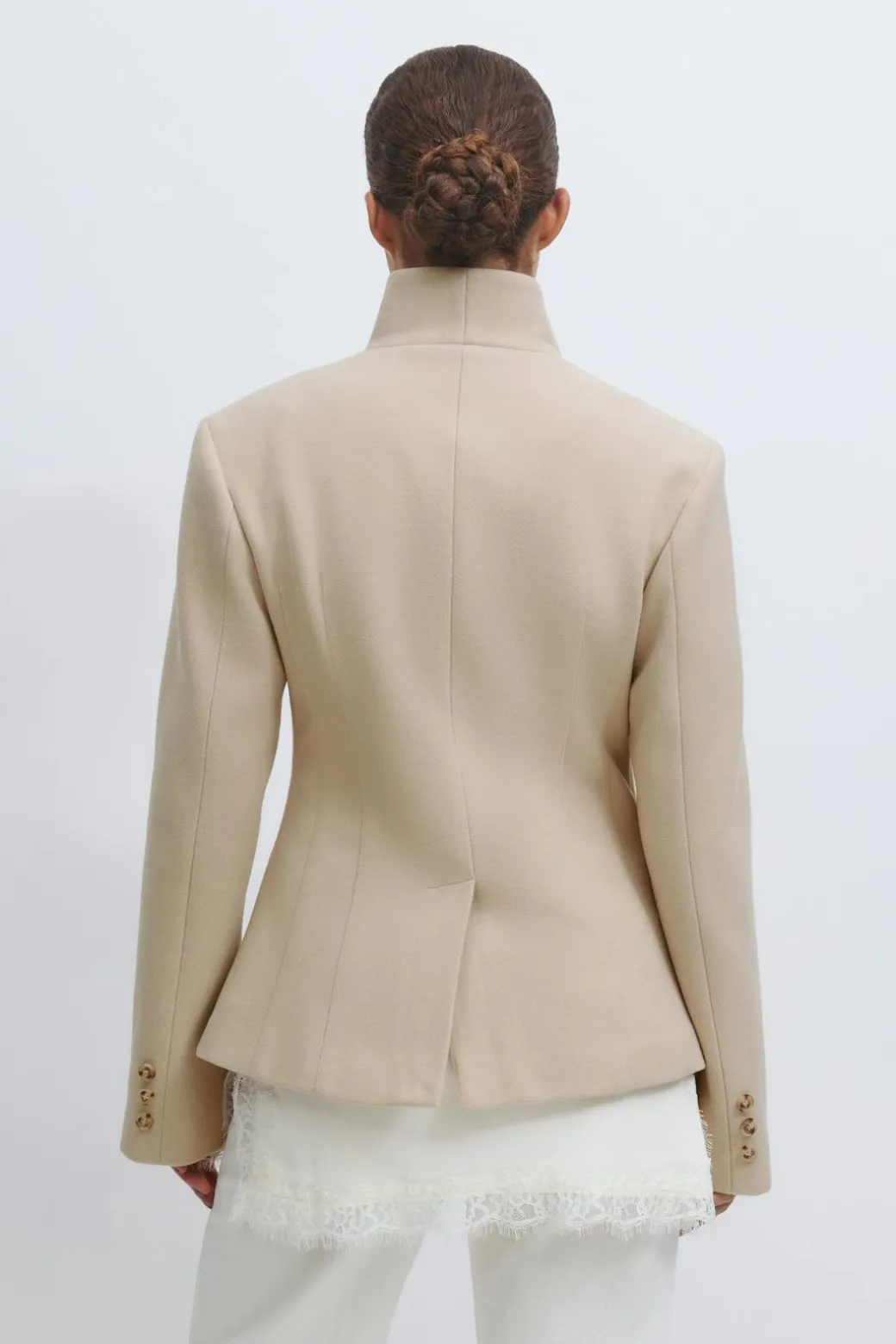 Shaped wool blend jacket