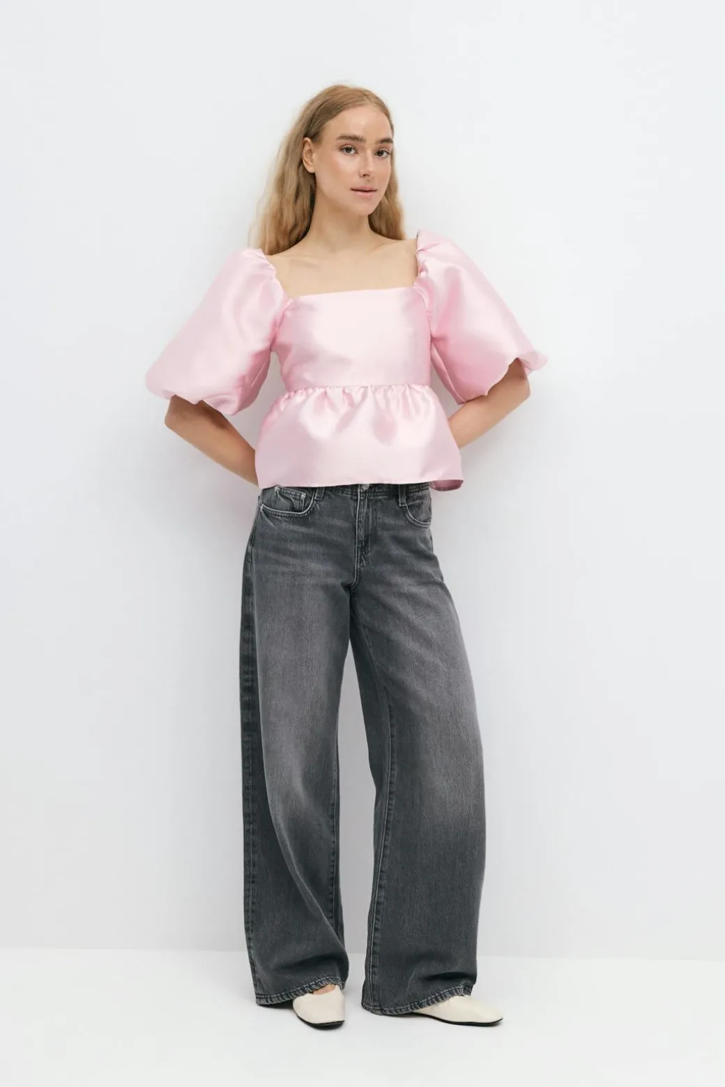 Shiny peplum blouse
