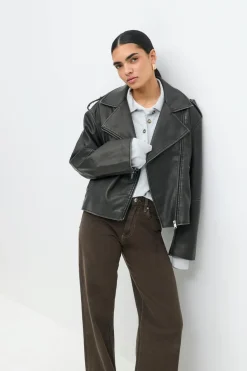 Short pu biker jacket