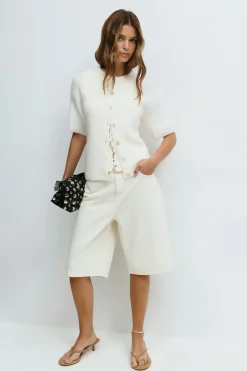 Short sleeve knitted cardigan