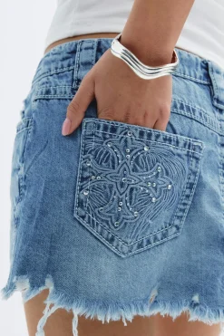 14+ slay low denim skirt