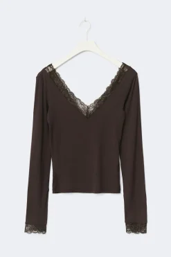 Soft lace loungewear top