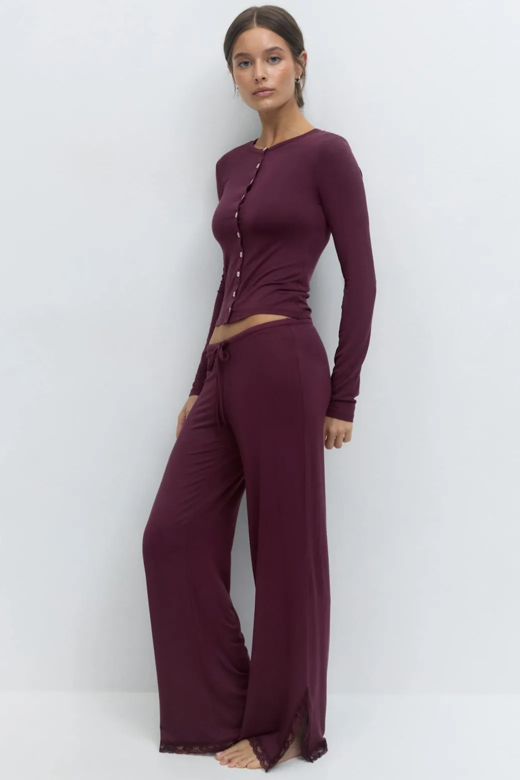 Soft lace loungewear trousers
