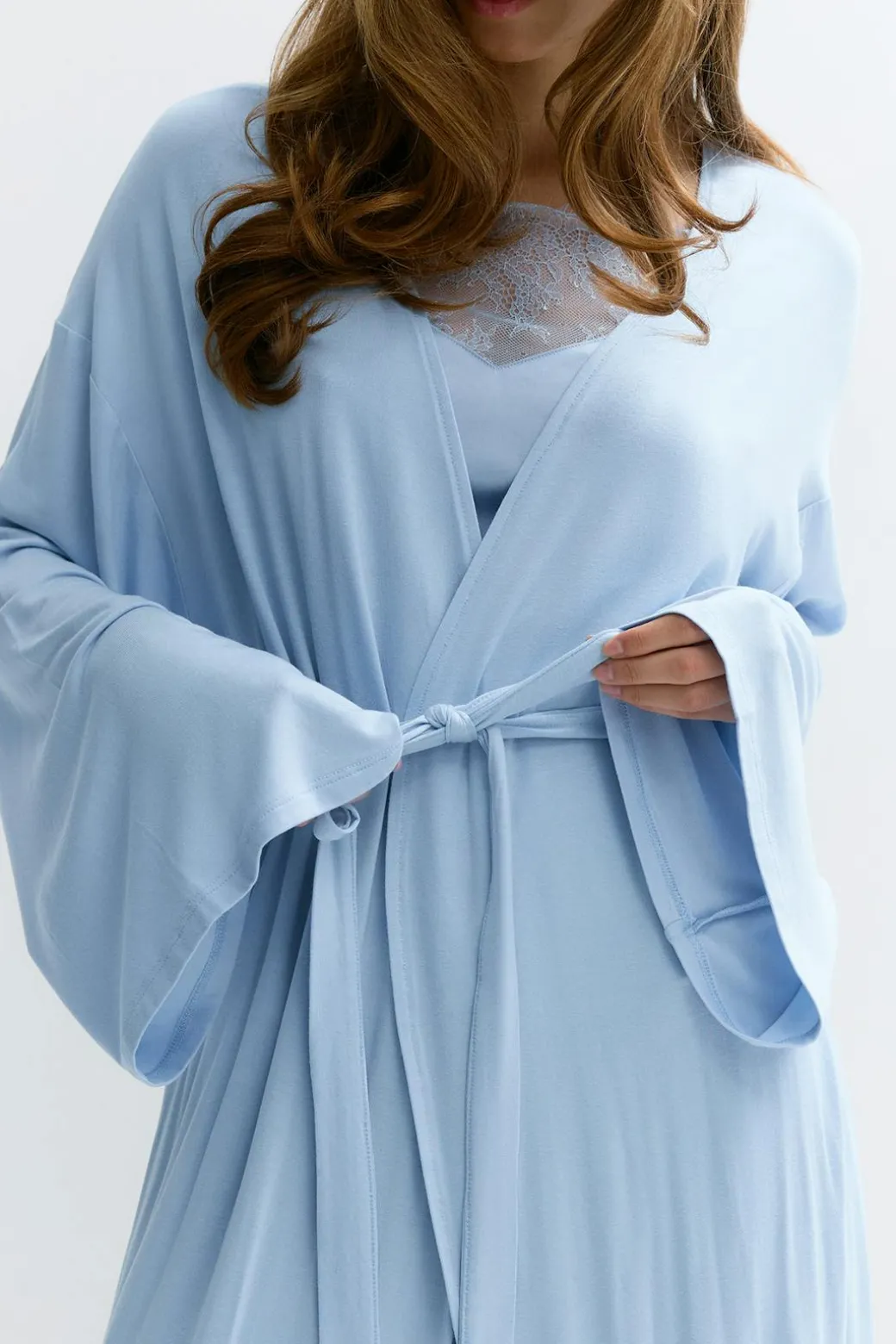 Soft slit loungewear robe