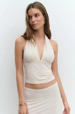 Soft touch halterneck top